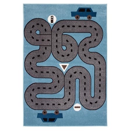 LR HOME LR Home WHIMS81266SLB5070 Whimsical Racing Roadways Indoor Area Rug; Soft Blue & Light Blue - 5 x 7 ft. WHIMS81266SLB5070